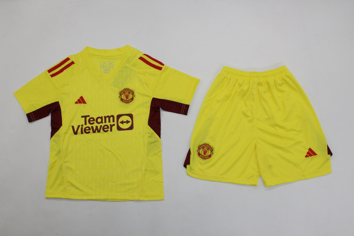 Kids-Manchester Utd 23/24 GK Yellow Soccer Jersey